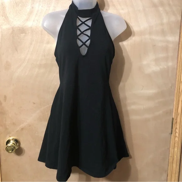 slim fit dress slacks Puff Sleeve V Neck Fit & Flare Dress | Fit and Flare main image 1